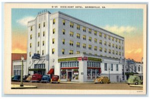 c1950's Dixie Hunt Hotel Building Cars Coca Cola Gainesville Georgia GA Postcard