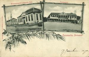 suriname, PARAMARIBO, William School, Lutheran Church, Post Office (1901)