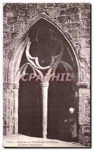 Postcard Ancient Church from Perros Guirec Porch Gothic