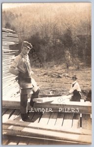 K44/ Interesting RPPC Postcard c1910 Lumber Pilers Sawmill Occupational 380