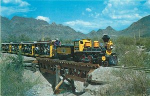 1950s Tucson Arizona Desert Woodburner Train Miniature Railroad Postcard Petley