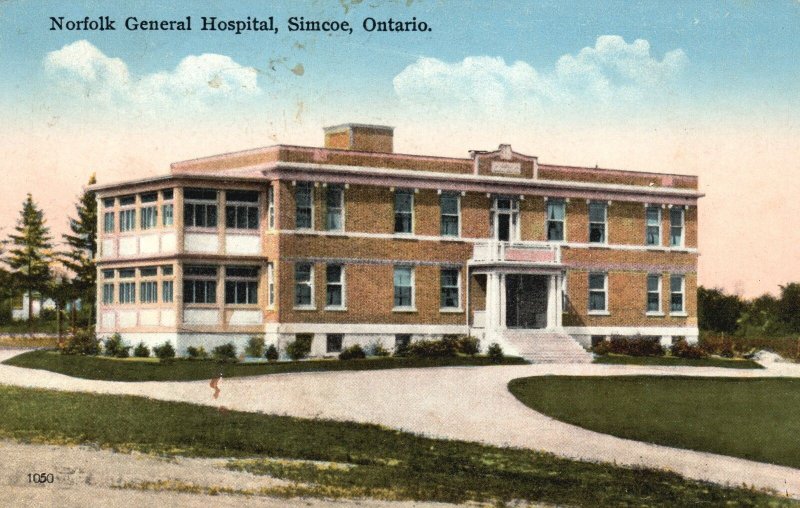 Ontario Canada, 1910 Norfolk General Hospital Building Simcoe, Vintage Postcard