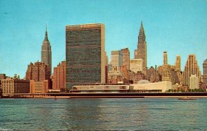 New York CIty Manhattan Skyline United Nations Empire State Building & Chrysl...