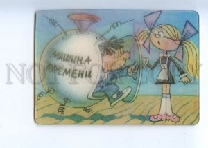 487147 USSR 1987 Ugarov cartoon on back desk Time Machine lenticular 3D CALENDAR