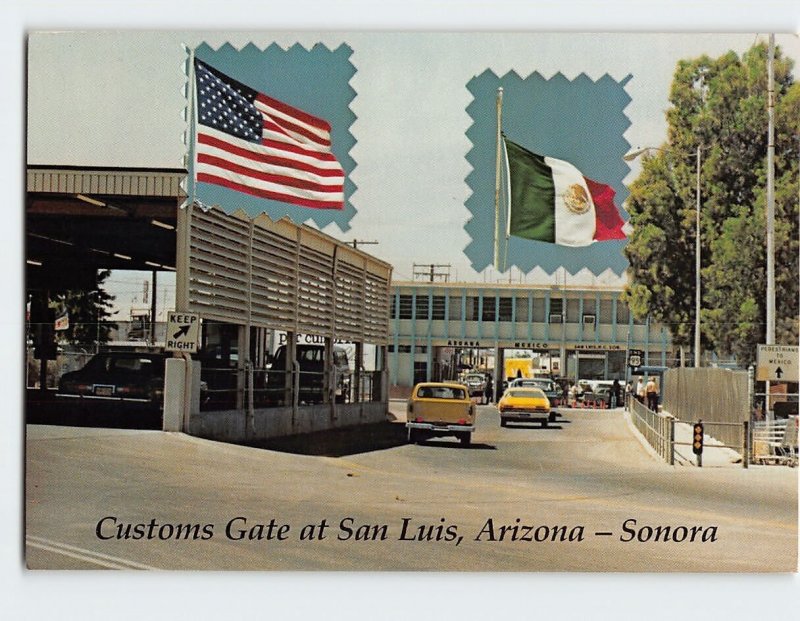 Postcard Customs Gate at San Luis, Arizona