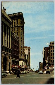 Vtg Hartford Connecticut CT Main Street City View Downtown 1950s Postcard