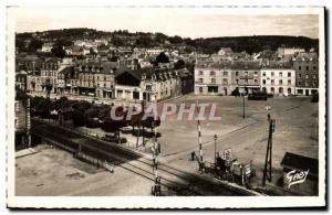 Modern Postcard Redon General view on the Place of the Republic Train Passage...