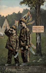 Herman Reel Wool & Furs Milwaukee Little Boys as Native American Indians PC