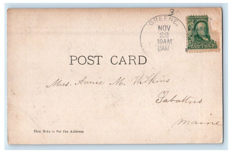 1907 Edward Little High School And Park Auburn Maine ME Posted Antique Postcard