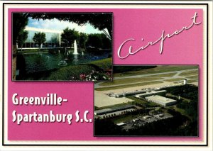 Greenville-Spartanburg, SC South Carolina AIRPORT Fountain 4X6 Aviation Postcard