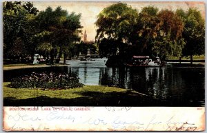 1907 Lake In Public Garden Boston Massachusetts MA Swan Boat Posted Postcard