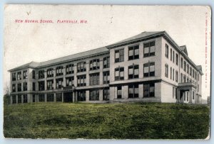 Platteville Wisconsin WI Postcard New Normal School Building Exterior View 1907