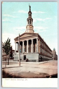 Courthouse Reading Pennsylvania PA Roadway View Front View Building Postcard