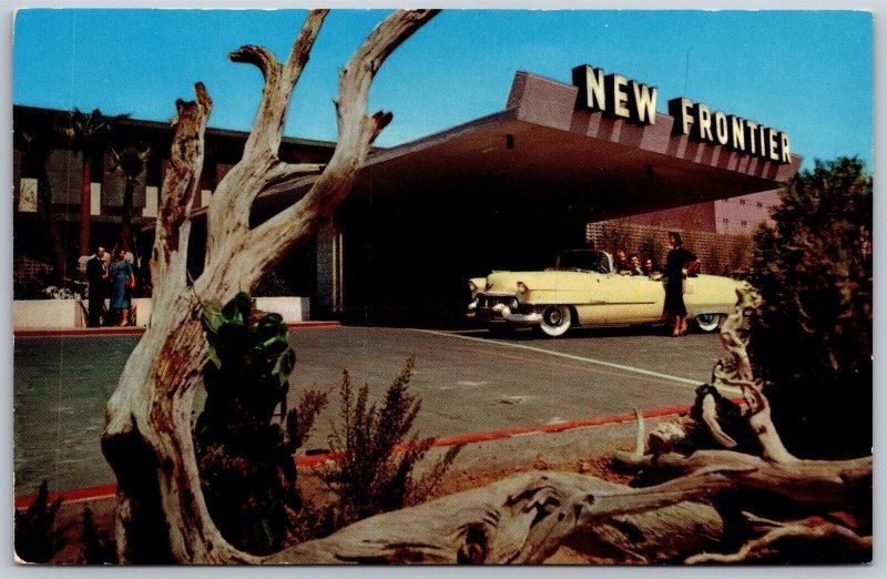 Vtg Las Vegas Nevada NV New Frontier Hotel Cadillac El Dorado 1950s Postcard