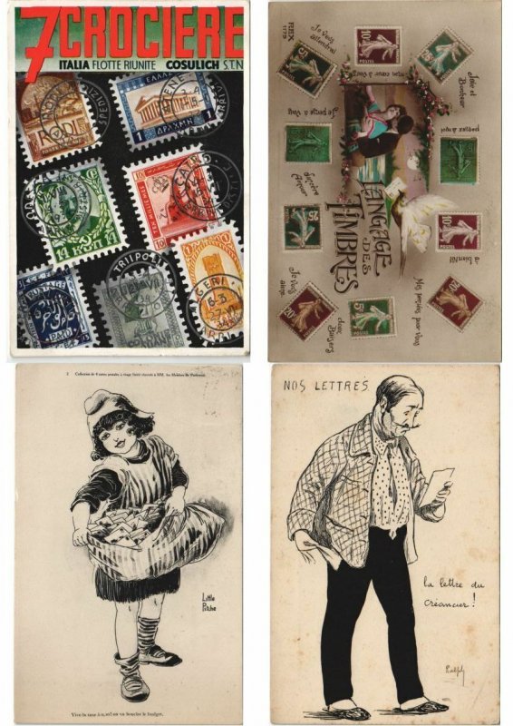 LANGUAGE DE STAMPS FANTASY 21 Vintage Postcards Mostly Pre-1940 (L3059)