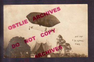 East Palestine OHIO RPPC 1910 AIRSHIP FLYING Knabenshue? Strobel? COUNTY FAIR