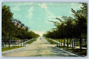 1910 Kansas City Missouri Postcard Armour Boulevard Looking East Troost Avenue