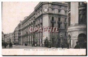 Paris Old Postcard Rue du Louvre and Hotel Post