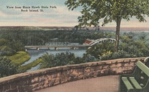 VINTAGE POSTCARD BLACK HAWK STATE PARK ROCK ISLAND ILLINOIS LINEN MINT