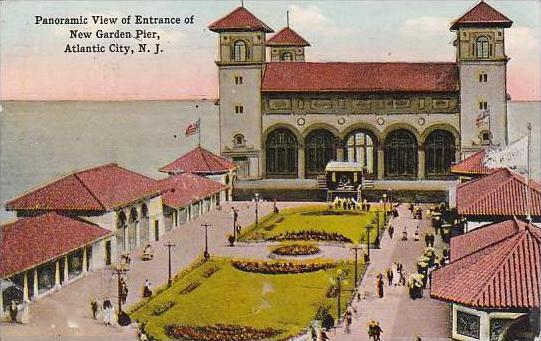 New Jersey Atlantic City Panoramic View Of Entrance Of New Garden Pier 1914