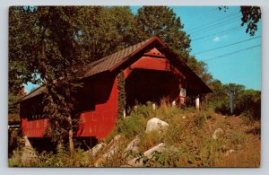 Red Covered Bridge VINTAGE Postcard A86