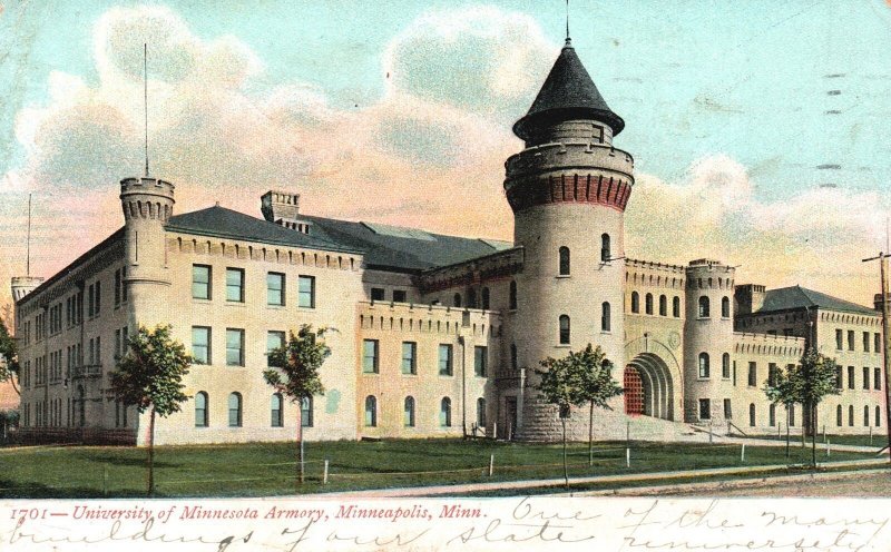 Vintage Postcard 1910 School University of Minnesota Armory Building Minneapolis 