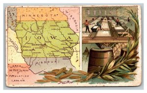 Vintage 1890's Trade Card - Arbuckles Ariosa Coffee New York - Map of Iowa