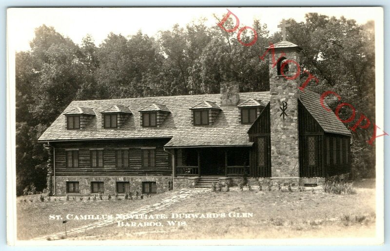 1930s Baraboo, WI St Camillus Novitiate RPPC @ Durward's Glen Photo Catholic A21