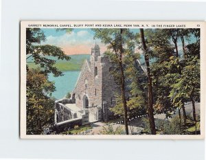 Postcard Garrett Memorial Chapel, Bluff Point And Keuka Lake, Penn Yan, New York