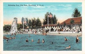 Watertown South Dakota City Park Swimming Pool Antique Postcard K19163