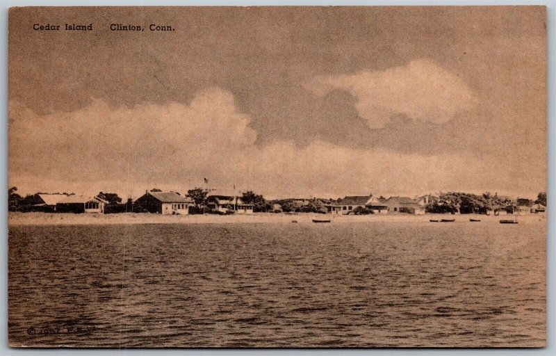 Vtg Clinton Connecticut CT Cedar Island Shore View Beach Cottage 1940s Postcard