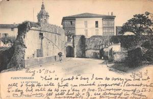 Fuenterrabia Spain birds eye view entrance to town antique pc Z17995