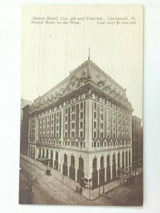 Vintage Postcard 1910's Sinton Hotel Cincinnati OH Ohio 4th & Vine St. Finest