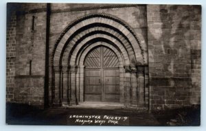 RPPC LEOMINSTER Priory Norman West Door HEREFORDSHIRE UK W.A. Call Postcard