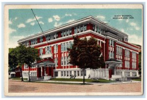 1918 High School Building Mishawaka Indiana IN Antique Posted Postcard