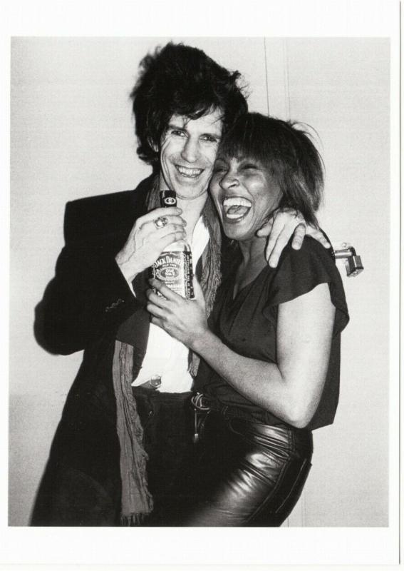 Keith Richards Tina Turner and Jack Daniels in 1983 Rolling Stones Postcard