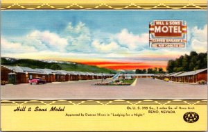 Linen Postcard Hill and Sons Motel U.S. 395 in Reno, Nevada