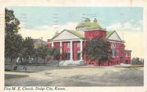 Dodge City Kansas 1935 Postcard First M.E. Church