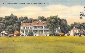 CHARLES TOWN, WV West Virginia  RJ FUNKHOUSER'S CLAYMONT HOUSE  c1940's Postcard