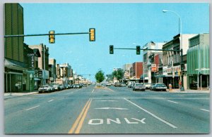 Wahpeton North Dakota 1960s Postcard Street Scene Cars Stores Cafe