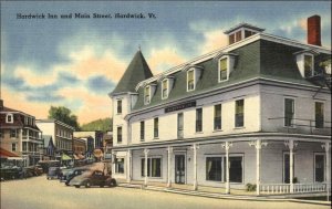 Hardwick Vermont VT Hardwick Inn and Main Street Linen Vintage Postcard