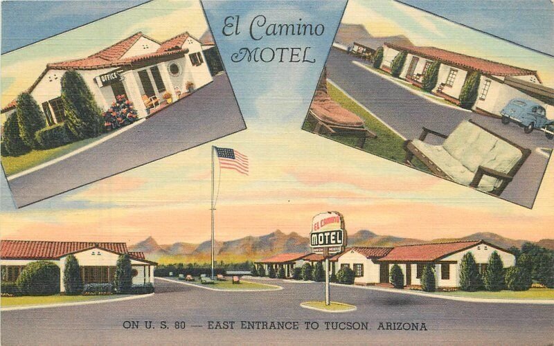 Arizona Tucson El Camino Motel roadside Teich linen Postcard 22-8868