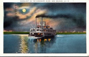 Louisiana New Orleans Moonlight On The Mississippi River 1935