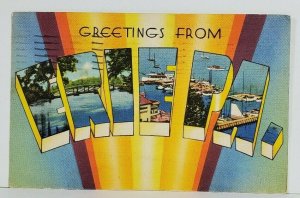 Erie Pa Large Letter Greetings 1938 to Winston Salem N.C. Postcard N16