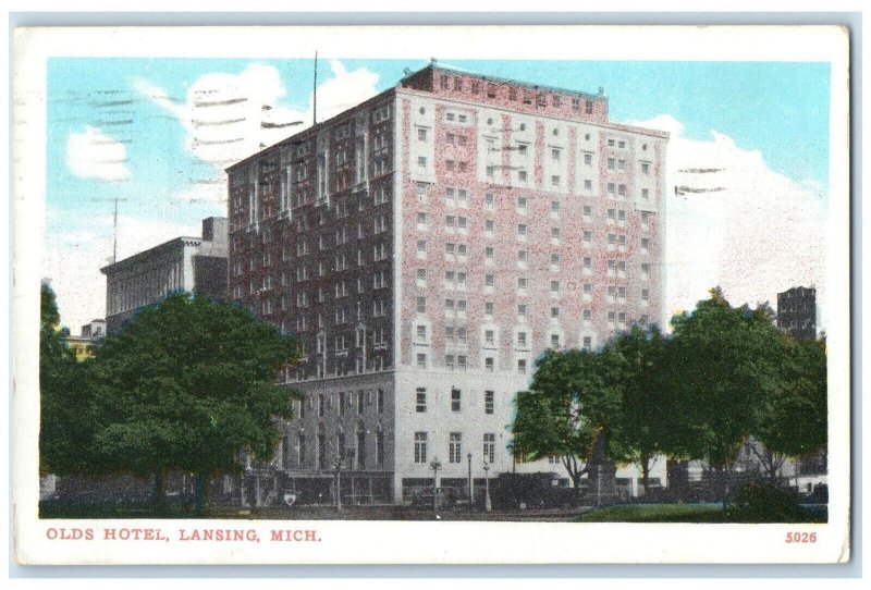 1940 Olds Hotel Exterior Building Lansing Michigan MI Vintage Antique Postcard