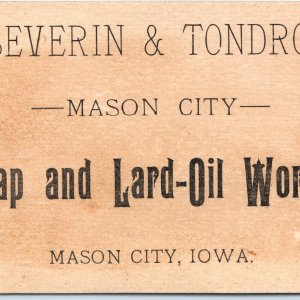 c1880s Mason City, Iowa Ocean Spray Soap Boat Trade Card Lard Severin Tondro C48