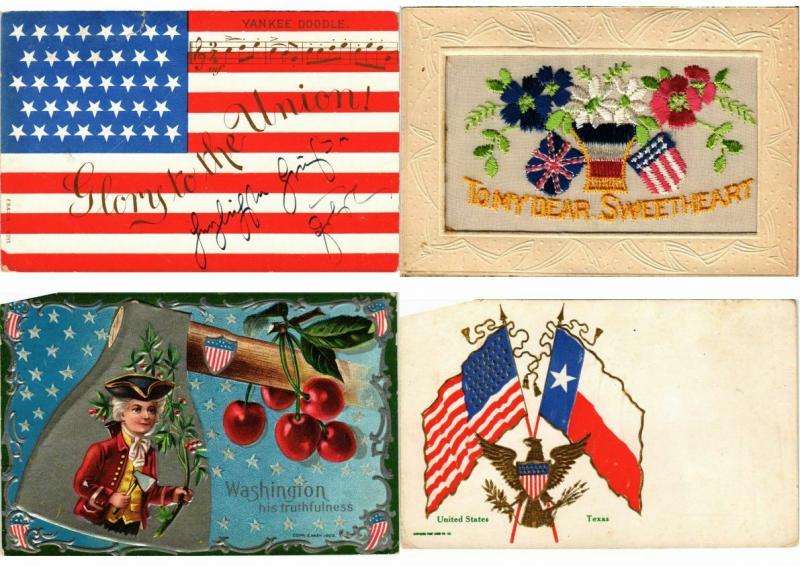 USA ÉTATS-UNIS AMERICA PATRIOTIC FLAGS MOSTLY EMBOSSED 48 CPA Pre-1940 (PART 1.)