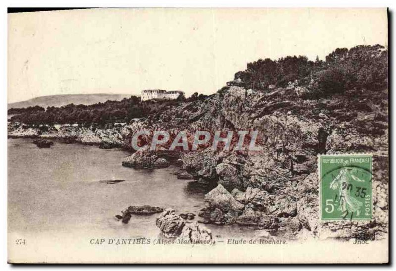 Old Postcard Cap D & # 39Antibes study rocks