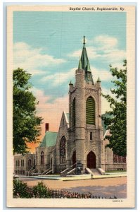 c1940's Baptist Church Exterior Roadside Hopkinsville Kentucky KY Trees Postcard