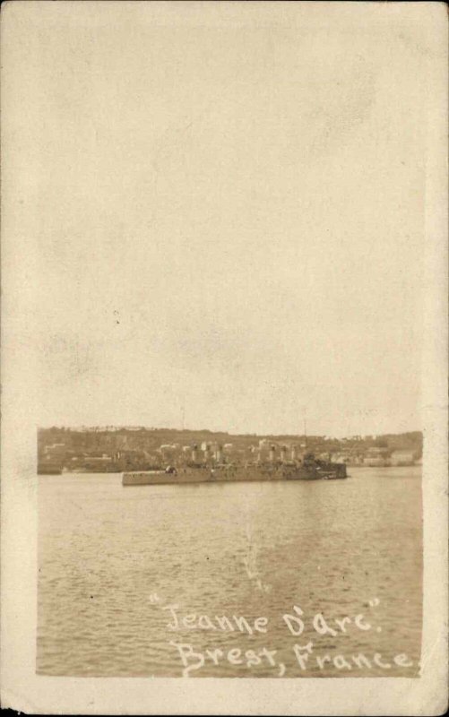 Brest France FR Jeanne d'Arc Battleship Real Photo RPPC Vintage Postcard
